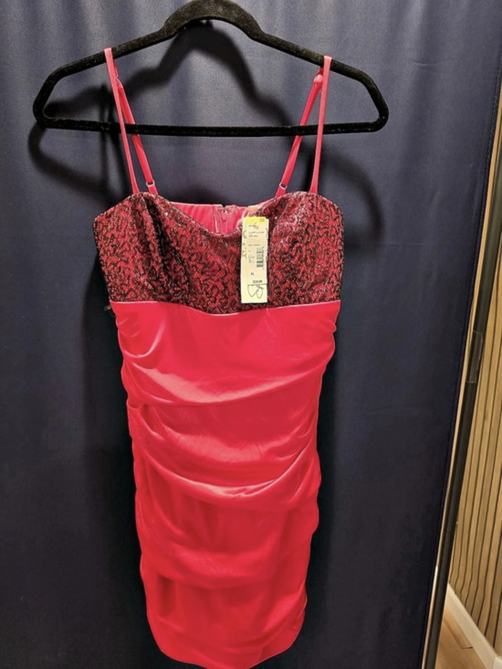 Sears Junior Club Dress Sequin Mini Dress in Pink & Black XL NWT